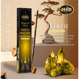 Incenso Aum Magia de Cristal 20g+Cristal Olho de Tigre