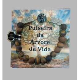 Pulseira da Árvore da vida - Olho de Tigre- Dourado