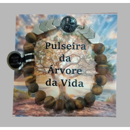 Pulseira da Árvore da vida - Olho de Tigre- Prateado